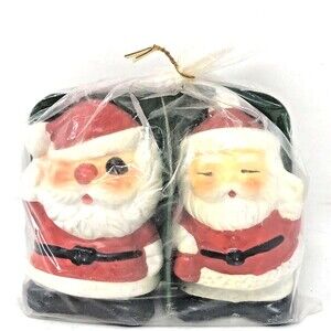 Santa Claus Salt Pepper Shakers VTG 70s Ceramic Taiwan Christmas NEW OLD STOCK